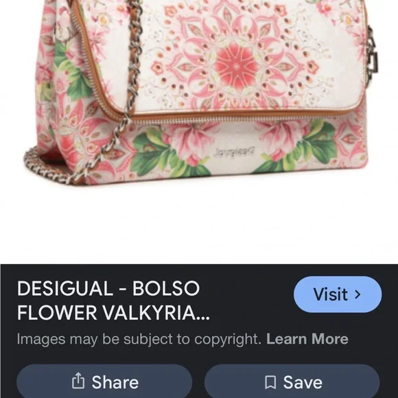 Desigual BOLS_FLOWER Valkyria Venecia Shoulder Bag with long strap and chain - Picture 4 of 15